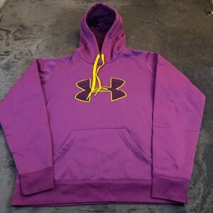 Under Armour UA Storm Hoodie Womens Medium Purple Neon Yellow Logo Pullover